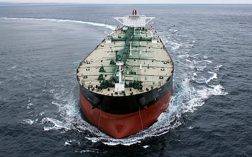 barco rojo y negro, barco, petrolero, vehículo, mar, Fondo de pantalla HD HD wallpaper