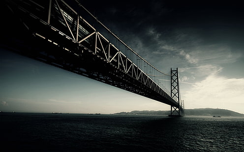 dark bridges สะพานแขวน 1440x900 Architecture Bridges HD Art, dark, bridges, วอลล์เปเปอร์ HD HD wallpaper
