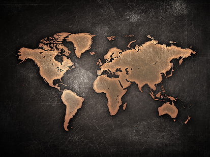 brun och svart världskarta konstverk, karta, kontinenter, grunge, HD tapet HD wallpaper