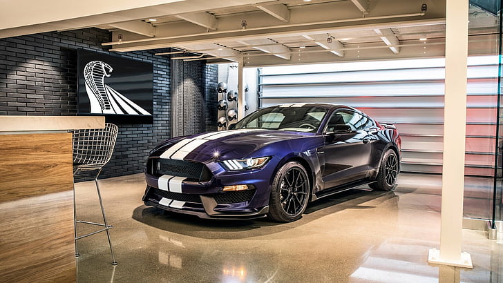 Ford, Ford Mustang Shelby, Blue Car, Samochód, Ford Mustang, Ford Mustang Shelby GT350, Muscle Car, Pojazd, Tapety HD