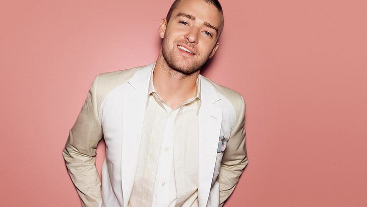 Justine Timberlake, justin timberlake, jas, kemeja, senyum, bulu, Wallpaper HD