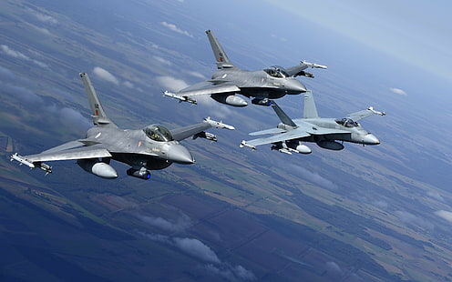 General Dynamics F-16 Fighting Falcon, McDonnell Douglas F / A-18 Hornet, avion militaire, avion, Fond d'écran HD HD wallpaper
