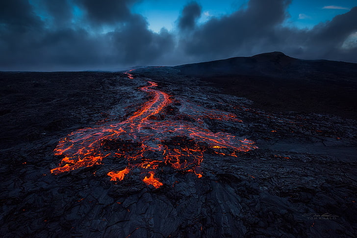 lava fusa, natura, vulcano, lava, Hawaii, rocce, Tom Kualii, eruzione vulcanica, isola, Sfondo HD