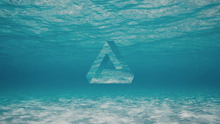 logo segitiga, segitiga, geometri, bawah air, air, segitiga Penrose, Wallpaper HD