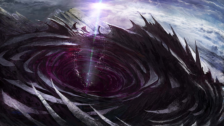 round purple hole digital wallpaper, artwork, wormhole, expanse, space, HD wallpaper