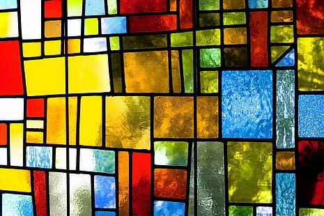 mångfärgad glasdekor, glas, färgrik, abstrakt, målat glas, bakgrund, fönster, färgat, HD tapet HD wallpaper