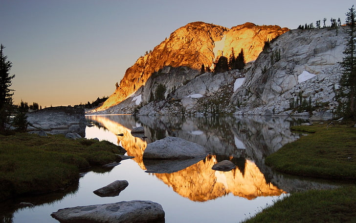 ธรรมชาติทะเลสาบภูเขาน้ำแสงแดดภูมิทัศน์หินหิน, วอลล์เปเปอร์ HD