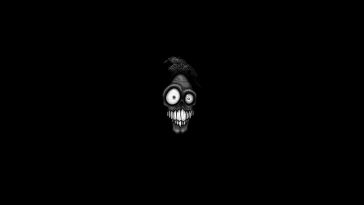 grå monster illustration, svart, ansikte, mörk, minimalism, konstverk, HD tapet