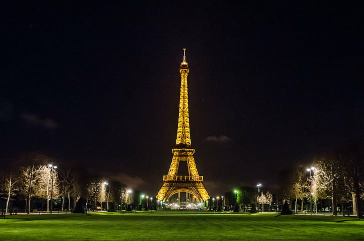 Eiffeltornet, Paris, Eiffeltornet, foto, Eiffeltornet, på natten, Paris, Île-de-France, paris - Frankrike, berömd plats, frankrike, torn, arkitektur, resmål, europa, stadsbild, turism, monument, resa, urban scen, stad, fransk kultur, HD tapet