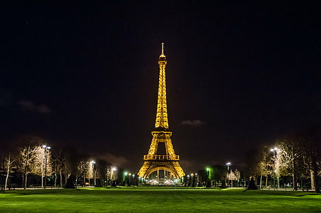 Eiffeltornet, Paris, Eiffeltornet, foto, Eiffeltornet, på natten, Paris, Île-de-France, paris - Frankrike, berömd plats, frankrike, torn, arkitektur, resmål, europa, stadsbild, turism, monument, resa, urban scen, stad, fransk kultur, HD tapet HD wallpaper