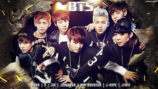 Musik, BTS, Bangtan Boys, J-Hope (sångare), Jimin (sångare), Jin (sångare), Jungkook (sångare), Rap Monster (sångare), Suga (sångare), V (sångare), HD tapet HD wallpaper