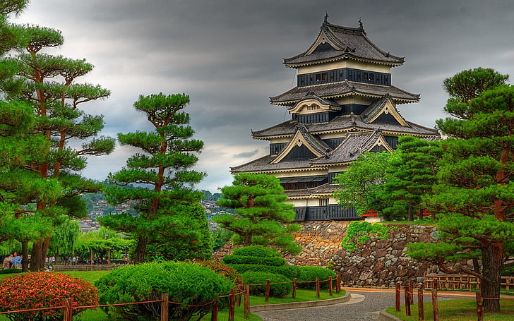 بناء ، العمارة الآسيوية ، اليابان ، قلعة ماتسوموتو، خلفية HD
