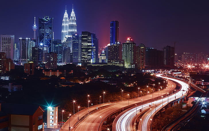 Sfondo di Kuala Lumpur At Night Malaysia Hd per desktop 1920 × 1200, Sfondo HD