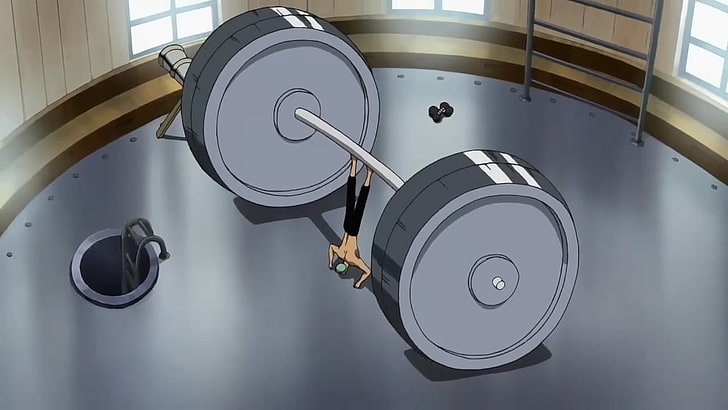 gray and silver barbell, Roronoa Zoro, One Piece, anime, anime boys, weightlifting, HD wallpaper