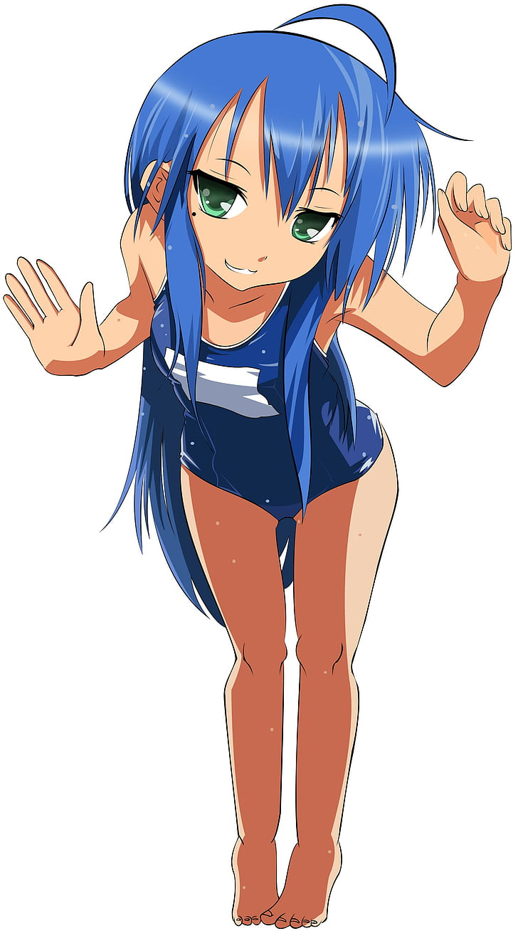 anime girls lucky star izumi konata swimwear school swimsuits, HD wallpaper