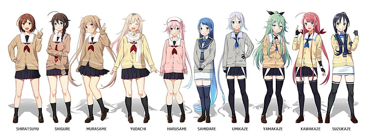 Anime, Coleção Kantai, Harusame (Kancolle), Kawakaze (Kancolle), Murasame (Kancolle), Samidare (Kancolle), Shigure (Kancolle), Shiratsuyu (Kancolle), Suzukaze (Kancolle), Umikaze (Kancolle), Yamakaze (Kancolle)Yuudachi (Kancolle), HD papel de parede