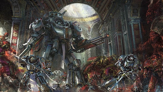 Warhammer, Warhammer 40K, zbroja, bitwa, robot, kosmiczny marines, miecz, wojownik, Tapety HD HD wallpaper