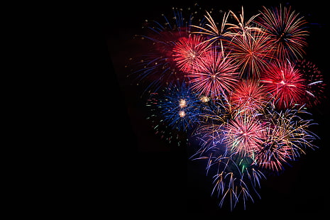 تحية ، ملونة ، رأس السنة ، الألعاب النارية ، سعيدة ، ليلة ، 2017 ، عطلة الاحتفال، خلفية HD HD wallpaper