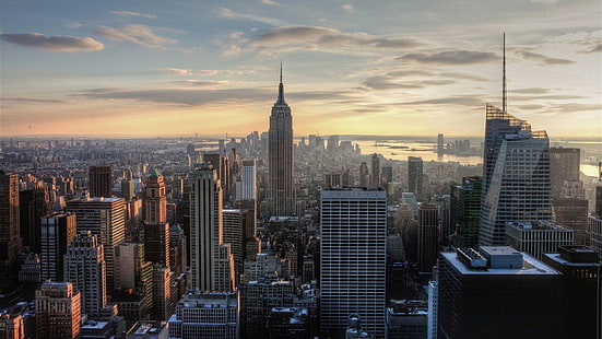 Емпайър Стейт Билдинг, Ню Йорк, градски пейзаж, град, сграда, Ню Йорк, HD тапет HD wallpaper