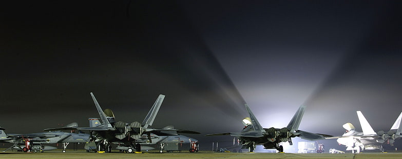 drei weiße Flugzeuge, Flugzeuge, F-22 Raptor, HD-Hintergrundbild HD wallpaper
