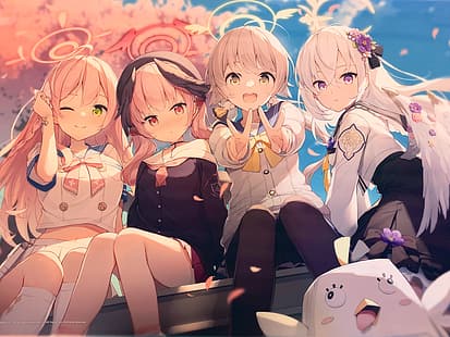 anime, anime girls, Archivio blu, Azusa (archivio blu), Hanako (archivio blu), Hifumi (archivio blu), Koharu (archivio blu), Sfondo HD HD wallpaper