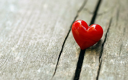 Heart on wooden slats, red heart, heart, wood, slat, red, love, HD wallpaper HD wallpaper