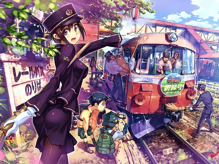Rail Wars, anime, kereta api, kereta api, karakter asli, gadis anime, Wallpaper HD