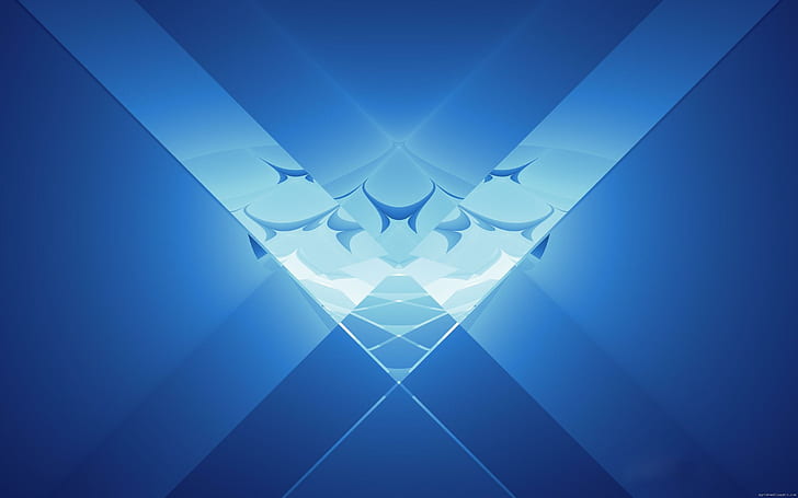 Blue geometric shapes, blue and white illustration, blue, abstract, graphic, geometric, HD wallpaper