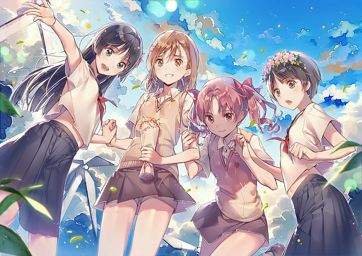 Anime, zu Aru Kagaku No Railgun, zu Kazari Uiharu, zu Kuroko Shirai, zu Mikoto Misaka, zu Ruiko Saten, HD-Hintergrundbild