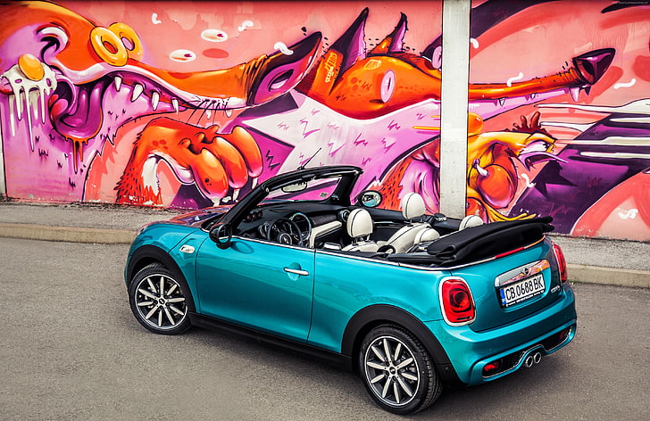 Mini Cooper s Cabrio, blau, mini, HD-Hintergrundbild
