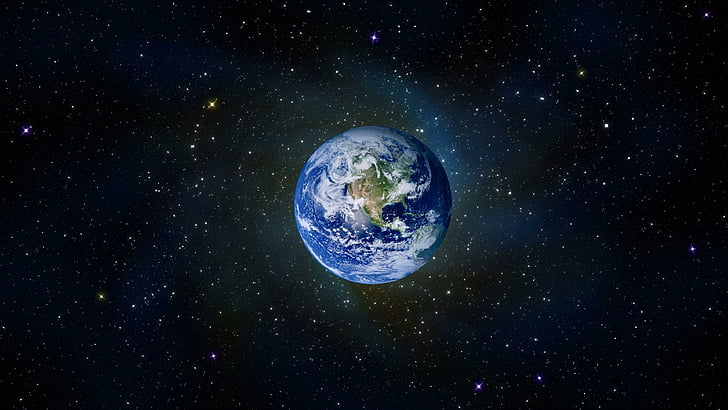 terra, planeta, globo, estrelas, universo, HD papel de parede