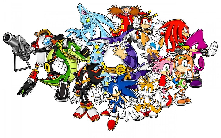 Sonic, Sonic the Hedgehog, Amy Rose, Big The Cat, Charmy Bee, Doctor Eggman, Espio the Chameleon, Knuckles the Echidna, Rouge the Bat, Shadow the Hedgehog, Tikal, Vector the Crocodile, วอลล์เปเปอร์ HD