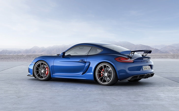 niebiesko-czarny kabriolet coupe, Porsche, Porsche Cayman GT4, Porsche Cayman, niebieskie samochody, Tapety HD
