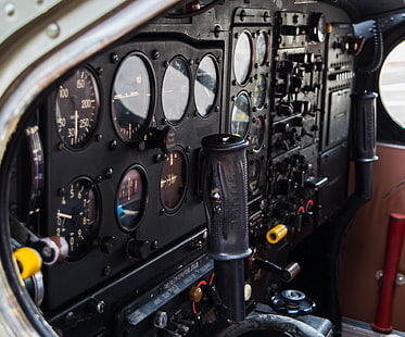 schwarzes analoges Messgerät, Flugzeug, Cockpit, HD-Hintergrundbild HD wallpaper
