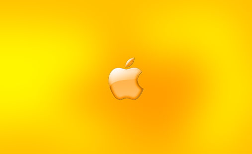 アップルロゴゴールド、黄色のアップルロゴの壁紙、コンピューター、Mac、アップル、ゴールド、ロゴ、 HDデスクトップの壁紙 HD wallpaper