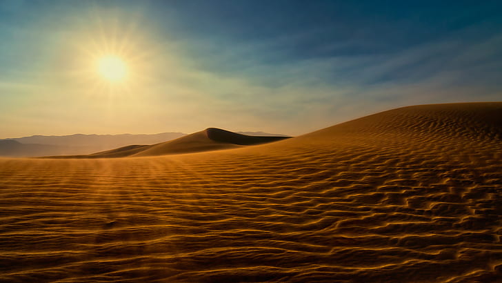 Ветер пустыни Солнце Свет Песчаная Дюна HD, природа, свет, пустыня, солнце, песок, ветер, дюна, HD обои