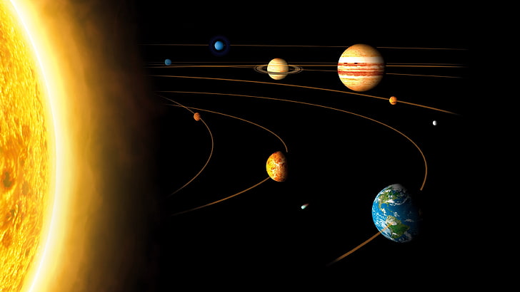 sun, planetary system, planets, space, outer space, earth, planet, solar system, HD wallpaper