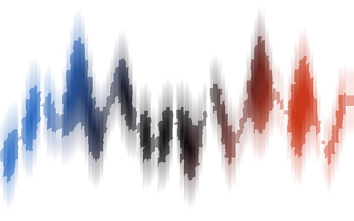 Abstrakt, ljudvåg, vit bakgrund, blå, blå och röd abstrakt illustration, abstrakt, ljudvåg, vit bakgrund, HD tapet