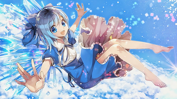 Anime, Touhou, Cirno (Touhou), Mädchen, HD-Hintergrundbild