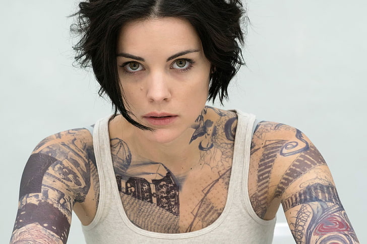 actriz, Blindspot, mujeres, tatuaje, pelo corto, Jaimie Alexander, Fondo de pantalla HD