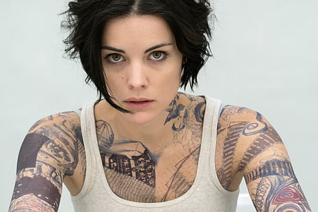 actriz, Blindspot, mujeres, tatuaje, pelo corto, Jaimie Alexander, Fondo de pantalla HD HD wallpaper