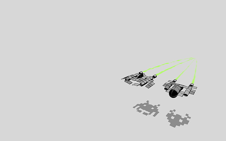 พัดลมเพดานขาวดำศิลปะดิจิตอลมินิมัลลิสต์ Space Invaders วิดีโอเกม, วอลล์เปเปอร์ HD