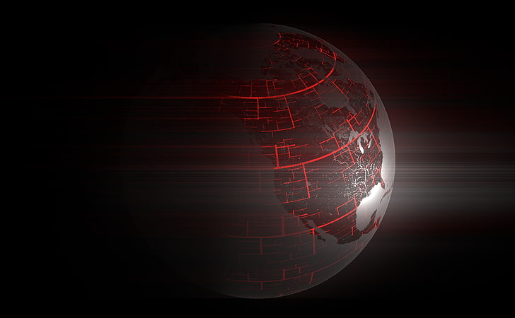 The Dark Earth, red and gray globe digital wallpaper, Artistic, 3D, cgi, compositing, space, earth, HD wallpaper