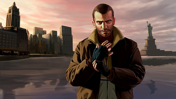 Gta, Grand Theft Auto 4, Niko bellic, 도시, 자유의 여신상, HD 배경 화면