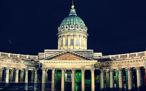 бежова катедрала, Санкт Петербург, Казанската катедрала, Невски проспект, HD тапет HD wallpaper