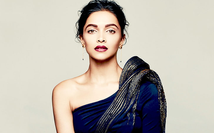 Deepika Padukone Elle India 2016, top monospalla blu e grigio da donna, celebrità femminili, Deepika Padukone, bollywood, Sfondo HD