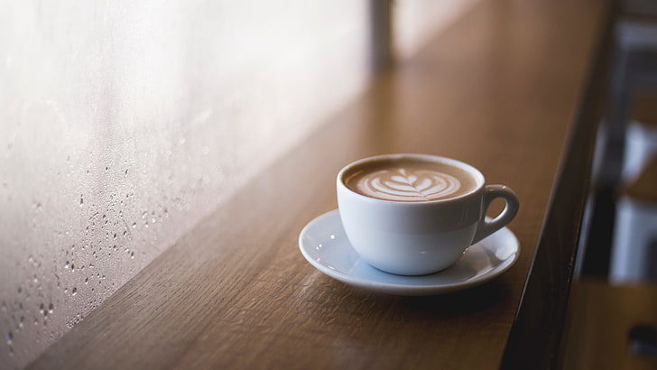 coffee, cappuccino, cafes, rain, HD wallpaper