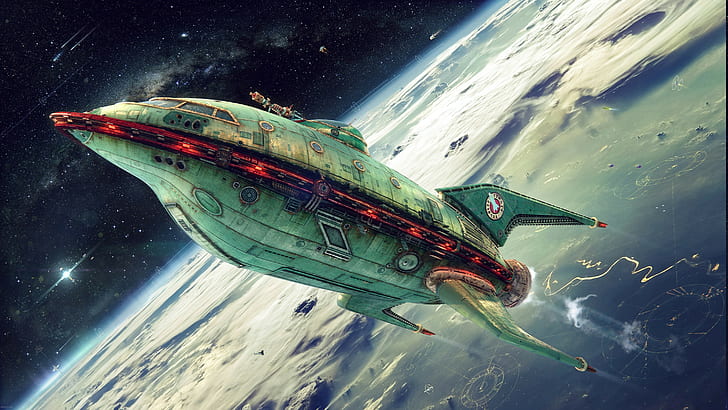 Futurama, Planet, Planet Express, Reederei, grünes Schiff, HD-Hintergrundbild
