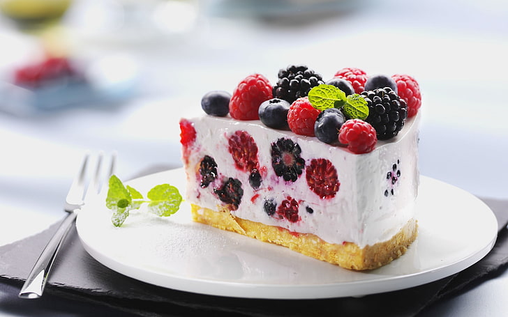 dessert cake buah-wallpaper berkualitas tinggi, raspberry dan strawberry cheesecake, Wallpaper HD