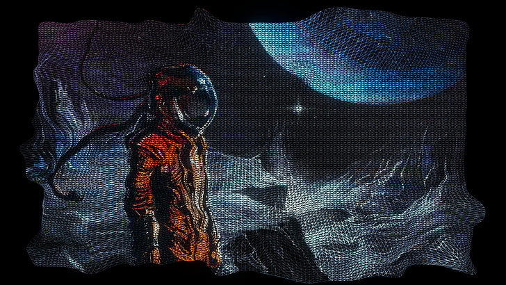 wallpaper digital astronot, astronot, luar angkasa, seni digital, Wallpaper HD